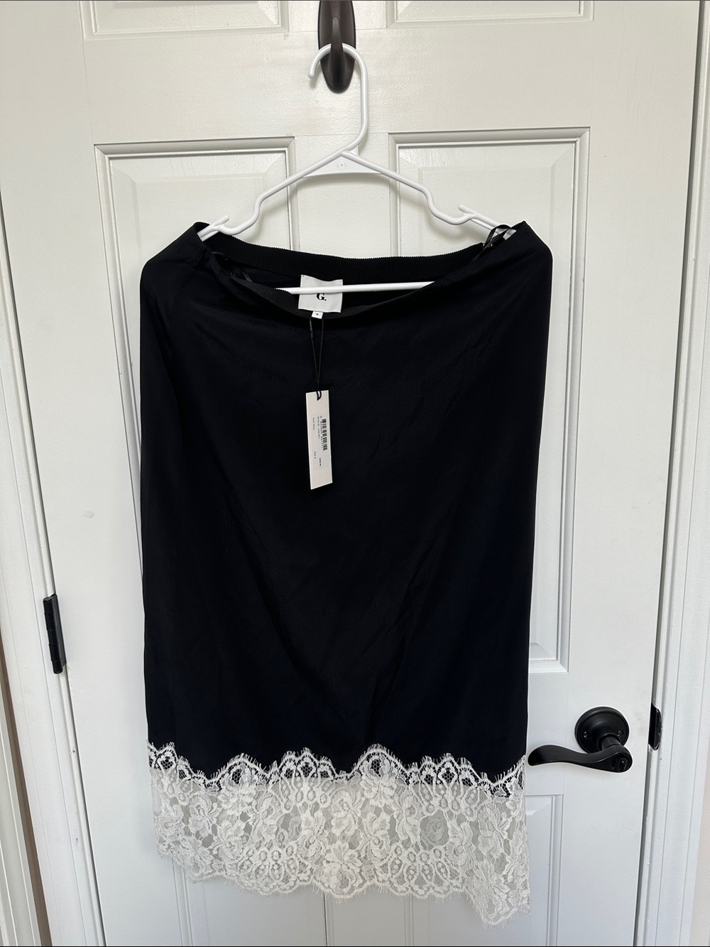 Juliet Midi Skirt with White Lace Hem